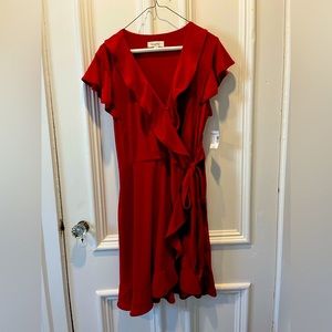 Beautiful Red Dress NWT from Dress Barn Size 12. Ruffled Tie Front.